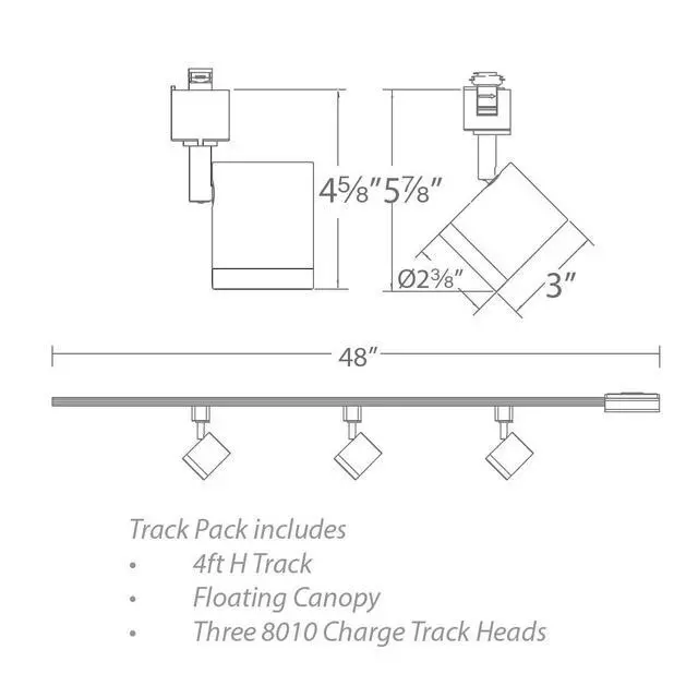 Alt view image 5 of 6 - Charge 8010 LED 27W 3 Light Track Kit with Floating Canopy Feed and 4Ft Track with End Caps 5-CCT Selectable Heads Fully Dimmable in Dark Bronze