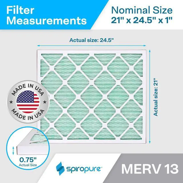 Alt view image 2 of 6 - 21x24.5x1 MERV 13 Pleated Filter Air Filters (6 Pack)