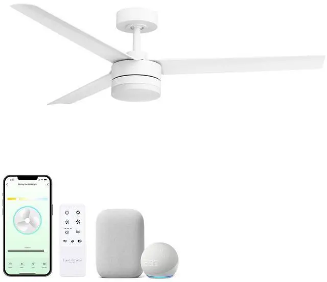 Main image of Breeze Indoor or Outdoor 52in 3-Blade Smart Ceiling Fan in Matte White 2700K-6000K CCT Selectable LED Light Kit with Remote Control Works With iOS or Android App