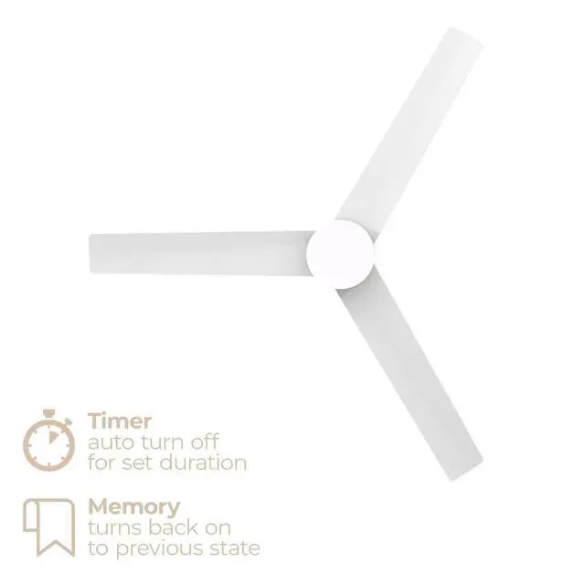 Alt view image 6 of 6 - Breeze Indoor or Outdoor 52in 3-Blade Smart Ceiling Fan in Matte White 2700K-6000K CCT Selectable LED Light Kit with Remote Control Works With iOS or Android App