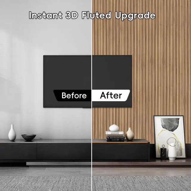 Alt view image 5 of 6 - WPC Slat Wall Panels, 90.5 x 7.9 x 0.8Inches 10Pack 3D Accent Wall Paneling for Interior Home Decor Living Room, TV Background, Office, Bedroom (Elm)