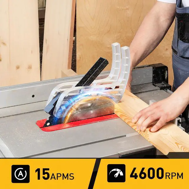 Alt view image 2 of 6 - 15Amp Portable Table Saw 10 inch, 4600RPM Compact Tablesaw with 36T Blade, 90°Cross Cut & 0-45°Cutting, Multifunctional Benchtop Saw for DIY Furniture Making Woodworking