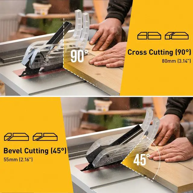 Alt view image 3 of 6 - 15Amp Portable Table Saw 10 inch, 4600RPM Compact Tablesaw with 36T Blade, 90°Cross Cut & 0-45°Cutting, Multifunctional Benchtop Saw for DIY Furniture Making Woodworking