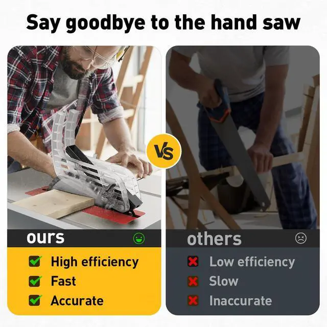 Alt view image 4 of 6 - 15Amp Portable Table Saw 10 inch, 4600RPM Compact Tablesaw with 36T Blade, 90°Cross Cut & 0-45°Cutting, Multifunctional Benchtop Saw for DIY Furniture Making Woodworking