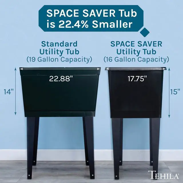 Alt view image 4 of 6 - Black Space Saver Utility Sink by, Freestanding Tehila Space Saving Laundry Tub, Black Pull-Down Faucet, Soap Dispenser