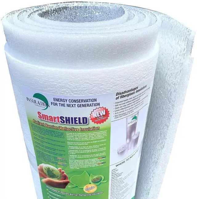 Main image of SmartSHIELD -20mm 48" X25ft Reflective Insulation Roll, Foam Core Radiant Barrier, Thermal Foil Insulation Panel - 0.8 Inch Thickness, R-Value -18 - White Film/Engineered Foil