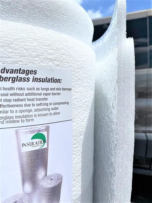 Alt view image 2 of 5 - SmartSHIELD -20mm 48" X25ft Reflective Insulation Roll, Foam Core Radiant Barrier, Thermal Foil Insulation Panel - 0.8 Inch Thickness, R-Value -18 - White Film/Engineered Foil