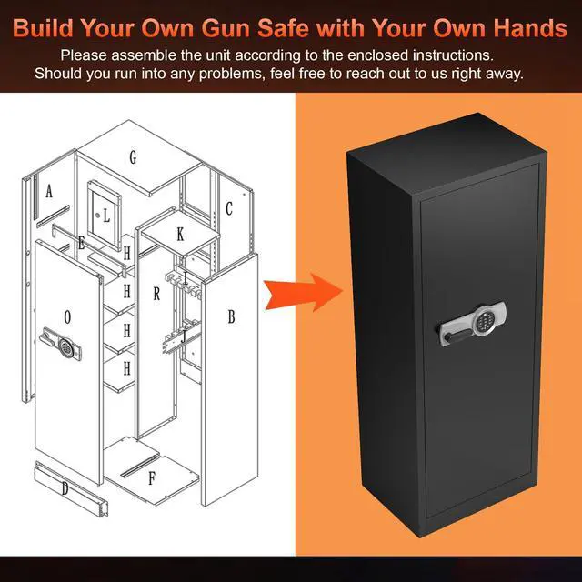 Alt view image 6 of 6 - Biometric 10-15 Long Gun Safe, Quick Access Gun Safe for Rifles and Pistols with Handle, Gun Cabinet with LED Light and Internal Cabinet, Easy Assembly Gun Locker