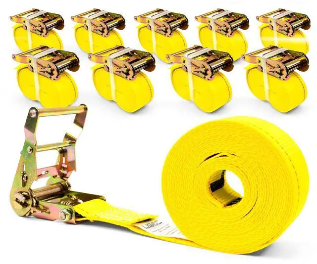 Main image of Endless Ratchet Straps (10 Pack), 2 Inch x 20 Foot Hookless Ratchet Straps, 6,000 LBS Break Strength, Black Tie Downs for Flatbed Trailers or Trucks, Great for Cargo Bundling