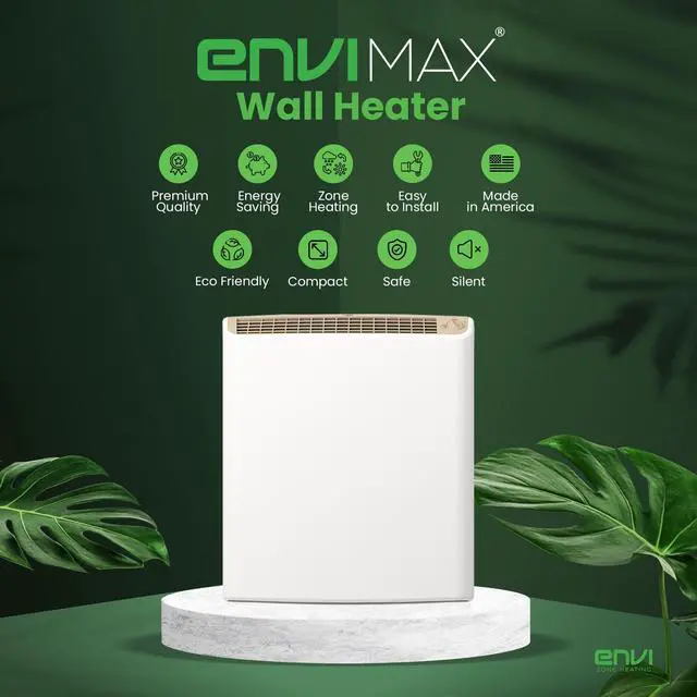 Alt view image 3 of 6 - MAX 220 Volt Hardwired Electric Panel Wall Heater for Large Rooms 1000 Watts, 24/7 Heating Safety Sensor Protection, Patented Quiet Fanless Design, Easy 2-Min Install Indoor Space Heater, USA Made