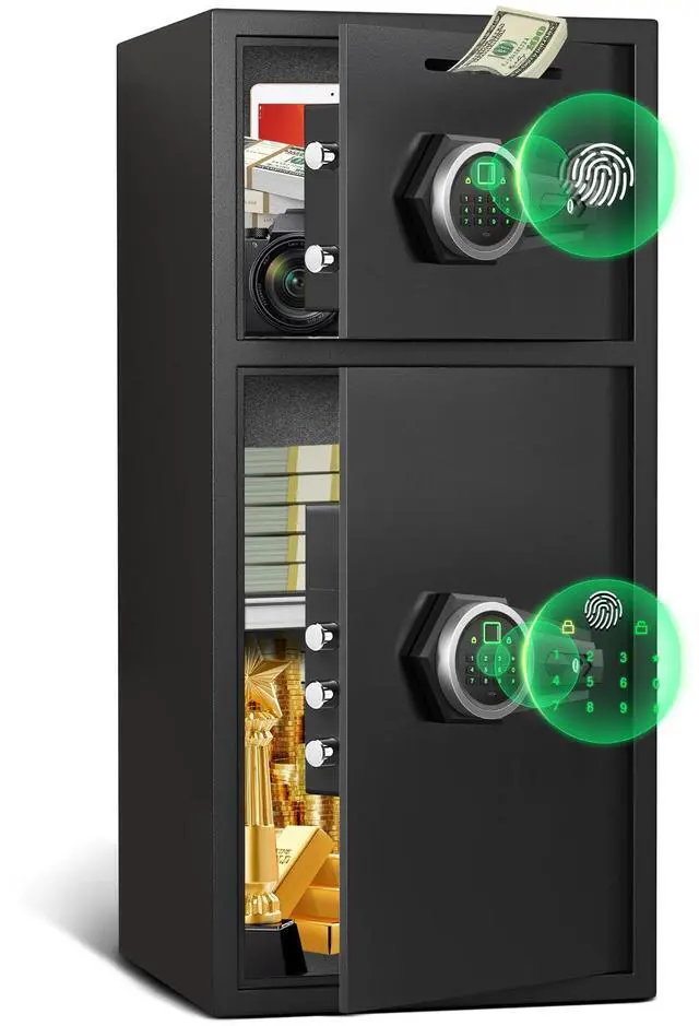 Main image of 6.5 Cub Large Safe Box Fireproof Waterproof, Money Safe with Deposit Slot & Backlit Keypad for home Documents,Fingerprint Personal Safe with Dual Alarm System for Valuables