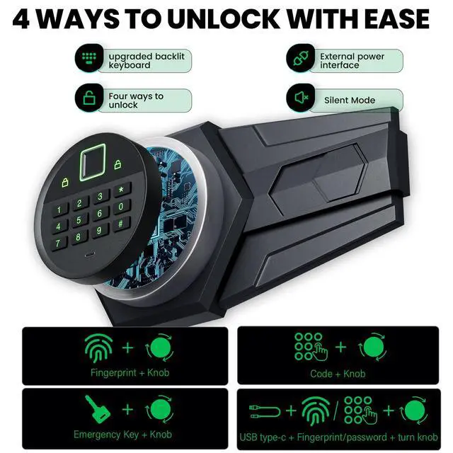 Alt view image 3 of 6 - 6.5 Cub Large Safe Box Fireproof Waterproof, Money Safe with Deposit Slot & Backlit Keypad for home Documents,Fingerprint Personal Safe with Dual Alarm System for Valuables