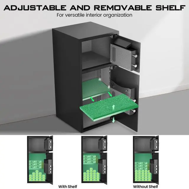 Alt view image 6 of 6 - 6.5 Cub Large Safe Box Fireproof Waterproof, Money Safe with Deposit Slot & Backlit Keypad for home Documents,Fingerprint Personal Safe with Dual Alarm System for Valuables