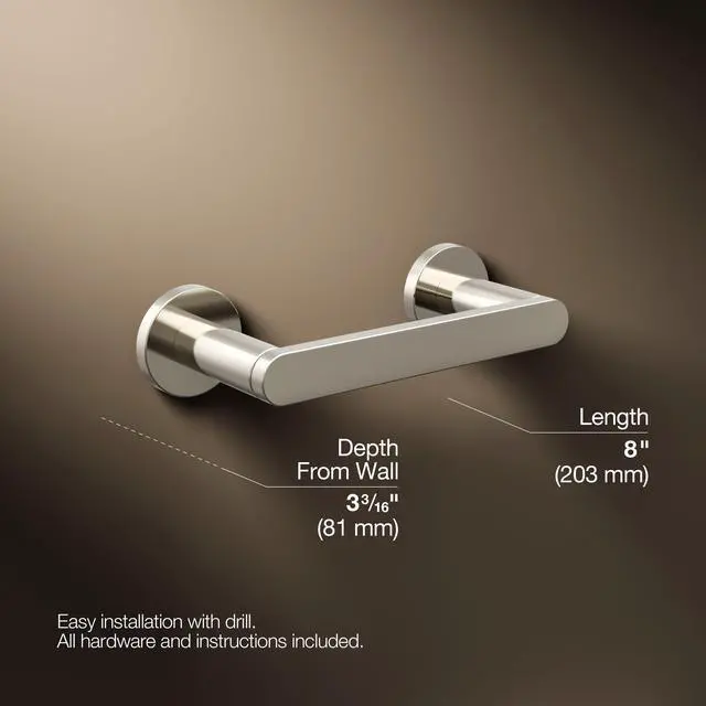 Alt view image 3 of 6 - K73147-SN Composed Wall Mounted Pivoting Toilet Paper Holder Vibrant Polished Nickel