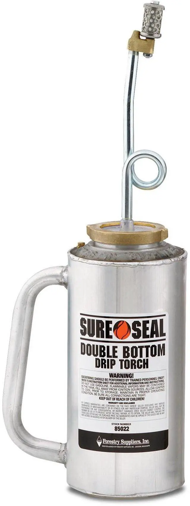 Main image of Forestry Suppliers Double-Bottom Drip Torch | Heavy Duty 15 Gauge Aluminum Canister | Big Mouth for Easy Filling | Fuel Trap & Check Valve for Protection | Oil Proof Gaskets