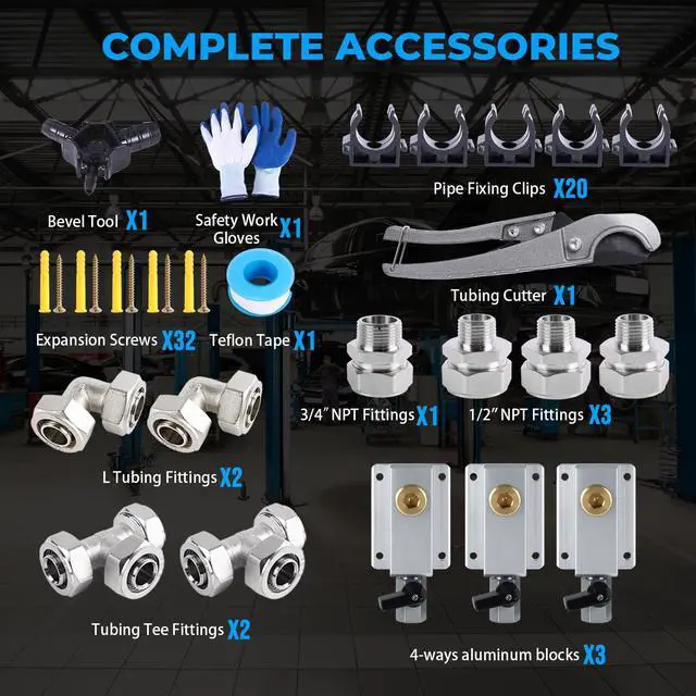 Alt view image 3 of 6 - Shop Air line kit 3/4"×100'&200'&300' HDPE-Aluminum-HDPE Air Tubing Compressed Air Line Kit for Air Compressor Accessories Leak Proof&Easy to Install Compressed Air Piping System for Garage