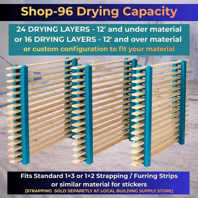Alt view image 3 of 6 - 96 Paint Drying Rack System for Trim & Siding Cabinet Door Drying Rack Stackable Drying Rack No Tools or Fasteners Required Made in USA