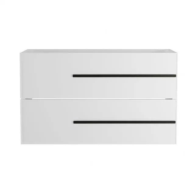 Main image of 36 inch Floating Bathroom Vanity Without Sink, Space Saving Fluted Design for Small Bathrooms, Soft Closing Drawers & Black Handles White