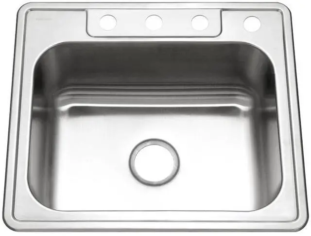 Main image of Glowtone 25 Inch Stainless Steel Topmount 4-Hole Single Bowl 8 Inch Deep Kitchen Sink - 2522-8BS4-1