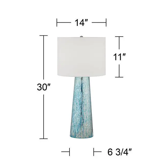 Alt view image 4 of 6 - Marcus Modern Coastal Table Lamps 30" Tall Set of 2 Hand-Applied Mercury Glass Tapered Column White Drum Shade for Living Room Bedroom House Bedside Home Office (Color May Vary)