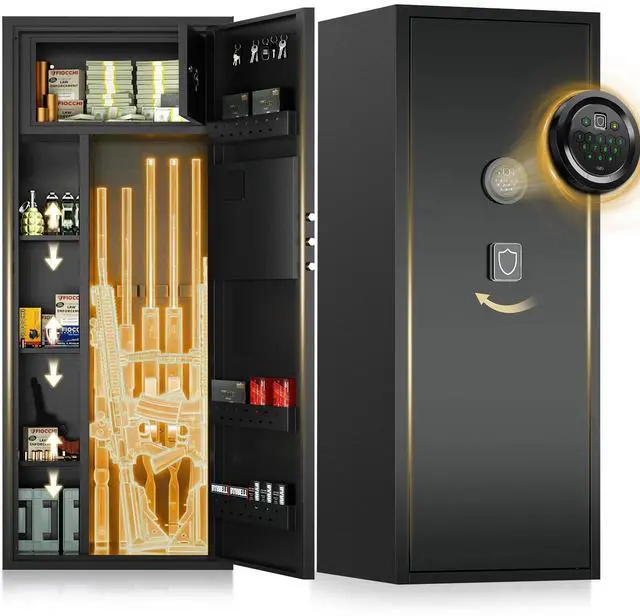 Main image of Long Gun Safe | Gun Safe for Rifles and Pistols, 15-20-Gun Quick Access Safe with Adjustable Racks, Storage for Rifles and Ammo, Heavy-Duty & Easy to Assemble, Perfect for Home and Hunting Use