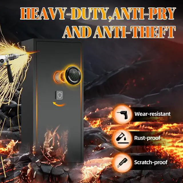 Alt view image 4 of 6 - Long Gun Safe | Gun Safe for Rifles and Pistols, 15-20-Gun Quick Access Safe with Adjustable Racks, Storage for Rifles and Ammo, Heavy-Duty & Easy to Assemble, Perfect for Home and Hunting Use