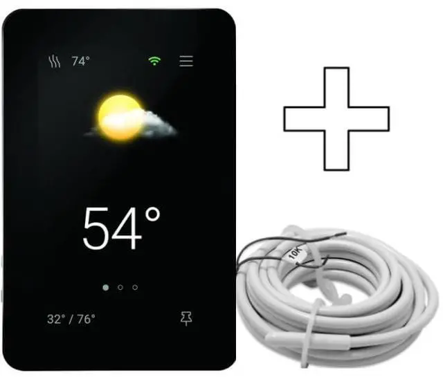 Main image of SunTouch CONNECTPLUS Floor Heating WiFi + Voice Programmable Touchscreen Thermostat + Floor Sensor, Alexa and Google Home Compatible120V/240V
