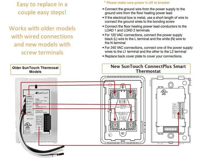 Alt view image 4 of 6 - SunTouch CONNECTPLUS Floor Heating WiFi + Voice Programmable Touchscreen Thermostat + Floor Sensor, Alexa and Google Home Compatible120V/240V