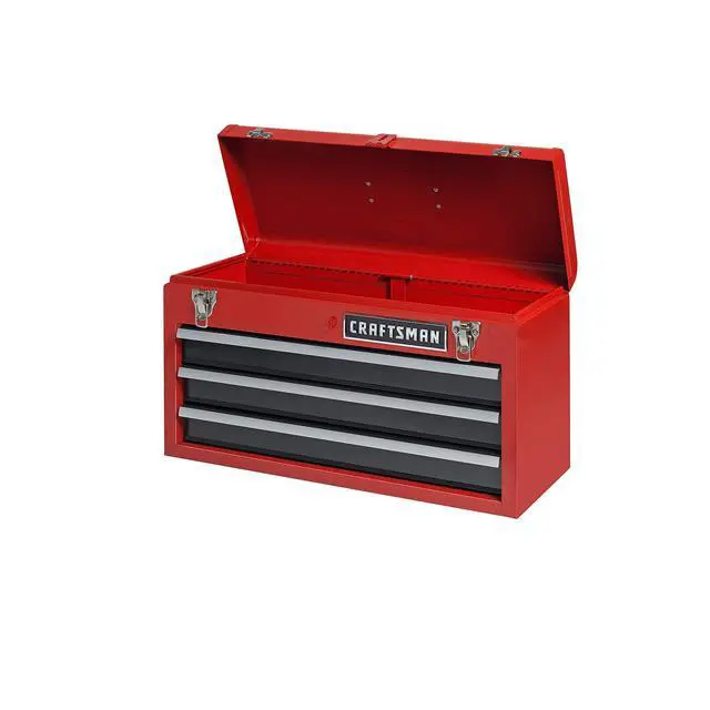 Alt view image 2 of 2 - 3-Drawer Metal Portable Chest Toolbox Red