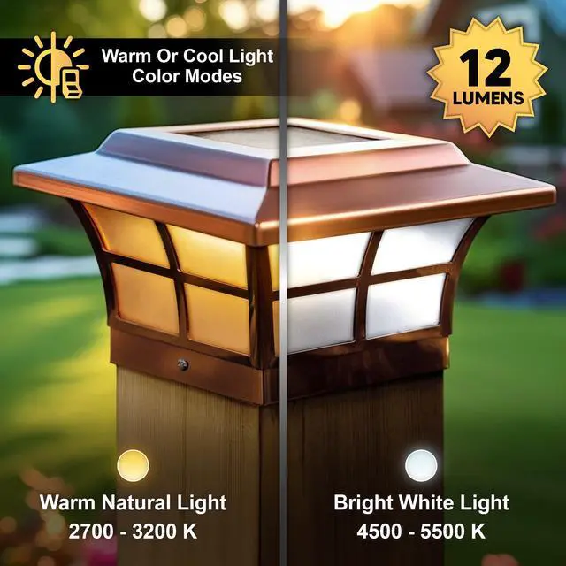 Alt view image 4 of 6 - SL086 Plated Prestige Solar Post Cap, 6" x 6", Copper (4)