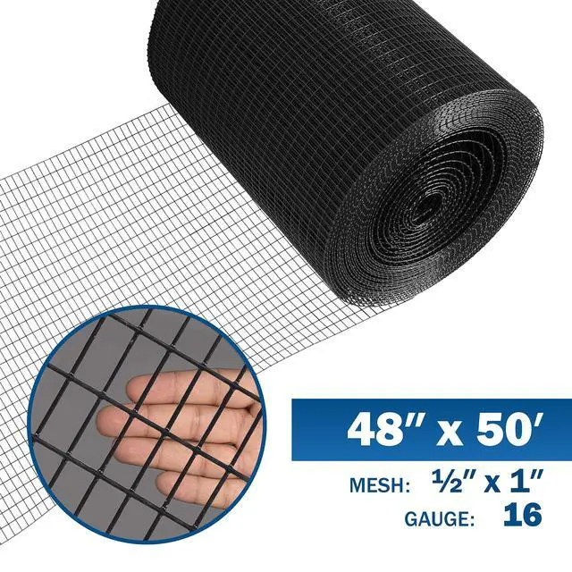 Alt view image 2 of 6 - 16 Gauge Black Vinyl Coated Welded Wire Mesh Size 0.5 inch by 1 inch (4 ft. x 50 ft.)