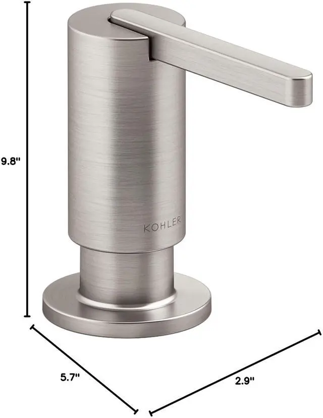 Alt view image 2 of 2 - Components Deck Mounted Soap/Lotion Dispenser with 16 oz Capacity, Vibrant Stainless