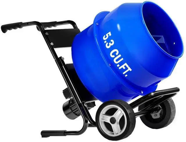 Main image of Electric Cement Mixer, 5.3 Cu.Ft. 750W 1HP Portable Drum Concrete Mixer Machine with Wheels & Stand Steel for Stucco, Mortar, Feed Mixing, Ideal for Construction & Farm Use, Blue
