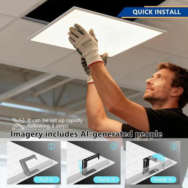 Alt view image 5 of 6 - 2x2 Backlit LED Panel Light,5 Wattage 20W/25W/30W/35W/40W-Up to 6000Lumens,4 CCT Tunable 3000K/3500K/4000K/5000K,ETL&DLC Certified for Office Commercial Drop Ceiling 4 Pack