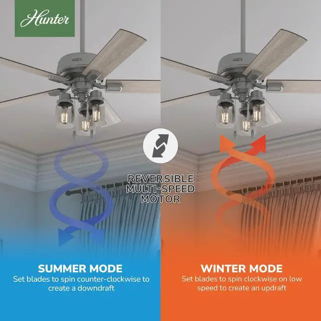 Alt view image 3 of 6 - 52 inch Indoor Ceiling Fan with LED Lights - Ceiling Fan with Pull Chain, For Bedroom, Living Room, or Kitchen, Standard Mount, No Remote, 5 Blades - Hartland 50651, Matte Silver