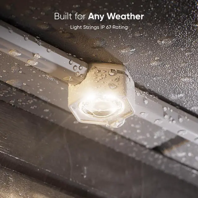 Alt view image 6 of 6 - Matter Permanent Outdoor Lights, Smart RGBCW Outdoor String Lights for Daily & Accent Lighting, IP67 Waterproof, Compatible with Alexa, Google Home, Multiple Scene Modes, 98ft (30m)