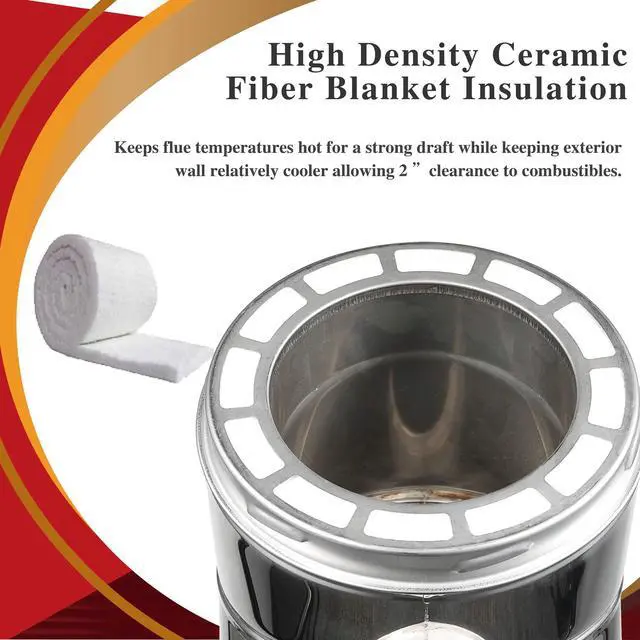 Alt view image 6 of 6 - 6" x 48" 304 Stainless Steel All Fuel Class-A Double Wall Insulated Chimney Pipe