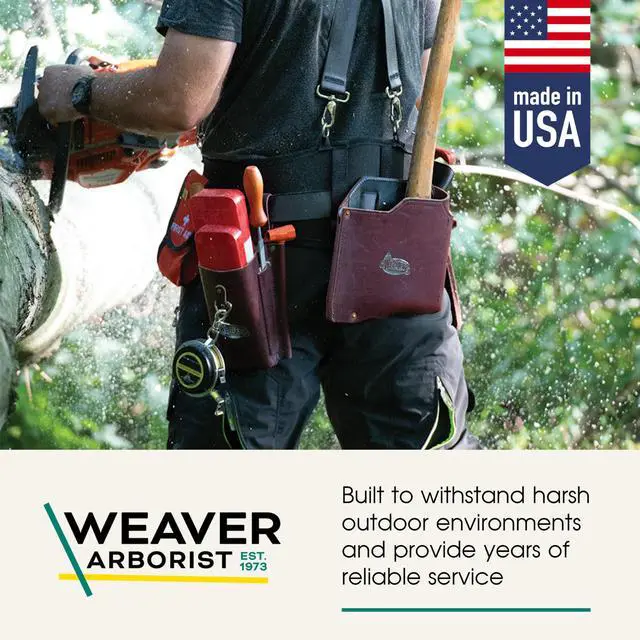 Alt view image 2 of 6 - Leather Tool Belt with Suspenders Kit, Logging & Gardening Utility Belt with First Aid and Accessory Pouches for Arborists, Landscapers & Forestry Work, Waist 30-52