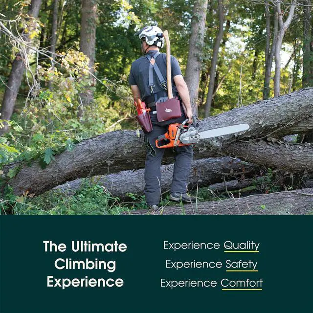 Alt view image 6 of 6 - Leather Tool Belt with Suspenders Kit, Logging & Gardening Utility Belt with First Aid and Accessory Pouches for Arborists, Landscapers & Forestry Work, Waist 30-52
