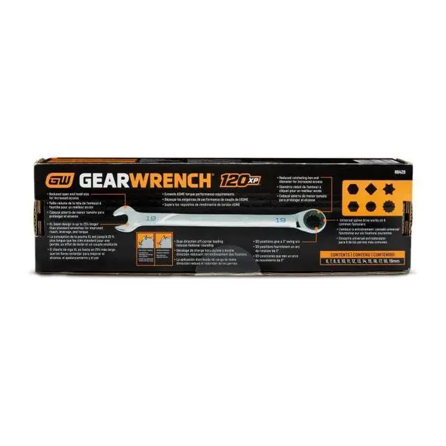 Alt view image 4 of 6 - Universal Spline XL Ratcheting Combination SAE Wrench Set - 86426