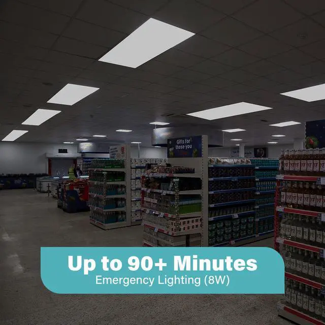 Alt view image 3 of 6 - 2-Pack 2x4 LED Flat Panel Light with Emergency Battery Backup, 90-Min Emergency Mode at 8W, 30W/40W/50W Wattage Switchable, 3000K/4000K/5000K Selectable, 100-277V, 0-10V Dimmable, UL & ETL