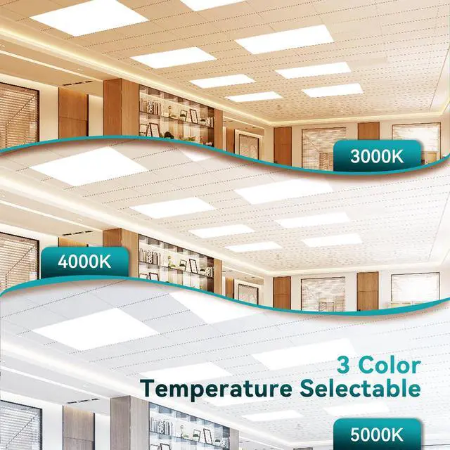 Alt view image 4 of 6 - 2-Pack 2x4 LED Flat Panel Light with Emergency Battery Backup, 90-Min Emergency Mode at 8W, 30W/40W/50W Wattage Switchable, 3000K/4000K/5000K Selectable, 100-277V, 0-10V Dimmable, UL & ETL