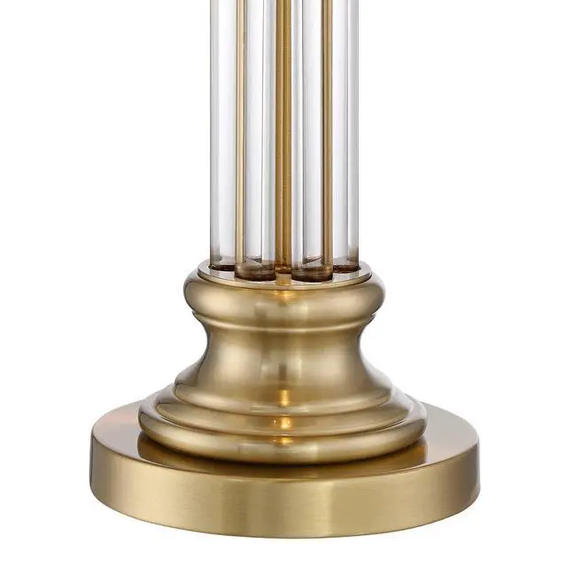 Alt view image 6 of 6 - Rolland Traditional Table Lamp 30" Tall Antique Brass Glass Column Off White Tapered Drum Shade Decor for Living Room Bedroom House Bedside Nightstand Home Office Entryway