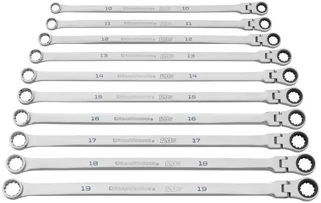 Main image of 10 Piece 120XP Universal Spline XL Flex Head GearBox Ratcheting Metric Wrench Set | 86126