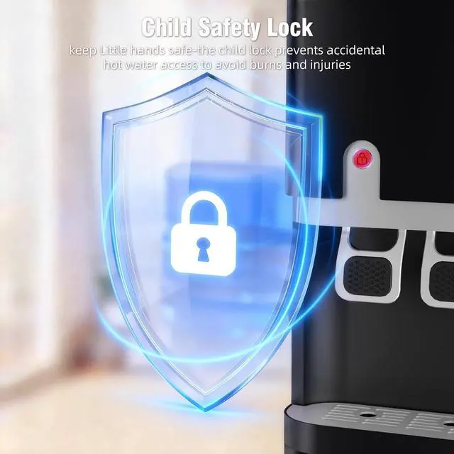 Alt view image 6 of 6 - 4-in-1 Water Dispenser with Ice Maker, Hot & Cold & Room Temperature Top Loading Water Cooler with Fast Ice Making, Child Lock, 5 Gallon Bottles, for Home and Office