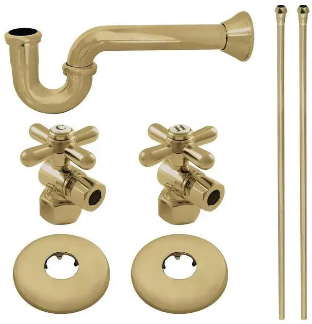 Main image of KPK207 Gourmet Scape Plumbing Supply Kit with 1-1/2" P-Trap - 1/2" IPS Inlet x 3/8" Comp Oulet, Brushed Brass