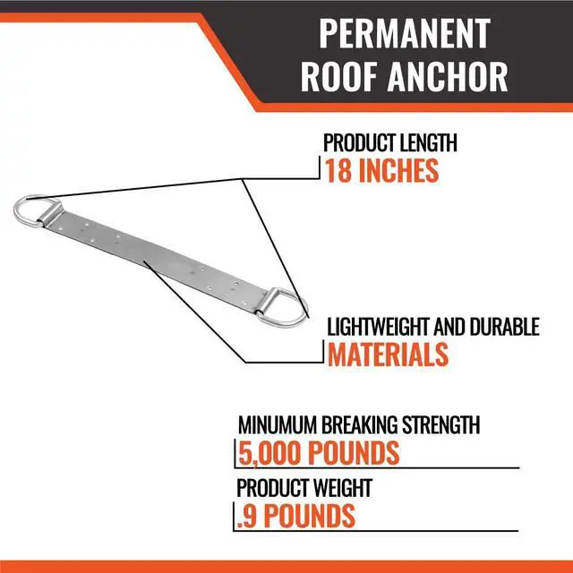 Alt view image 4 of 6 - Permanent Roof Anchor 18 Dual D-Ring Fall Protection Anchor, Easy to Install Fall Arrest System, OSHA and ANSI Compliant, Designed for 12 Ridge (16 Pack)