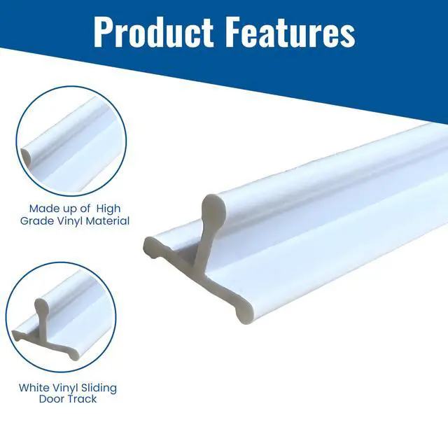 Alt view image 2 of 5 - KC Hardware Vinyl Sliding Screen Door Track, Sliding Door Bottom Track Replacement,Patio Screen Door Guide- Flat White Vinyl -96 Inch- Pack of 3