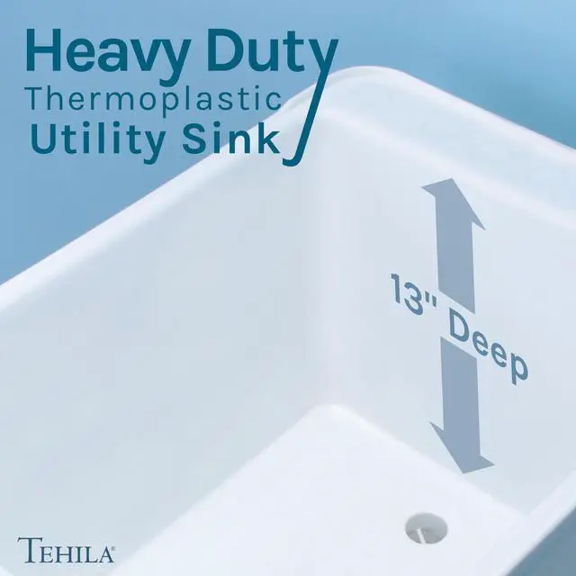 Alt view image 5 of 6 - White Space Saver Utility Sink by, Freestanding Tehila Space Saving Laundry Tub, Stainless Steel Pull-Down Faucet, Soap Dispenser