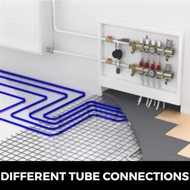 Alt view image 5 of 6 - PEX-B Pipe 2 Rolls of 1/2 Inch X 300 Feet,Oxygen Barrier Flexible Pipe Tubing,Red&Blue for Hydronic Radiant EVOH Floor Heating, Water Plumbing Applications with Cutter& Clamps